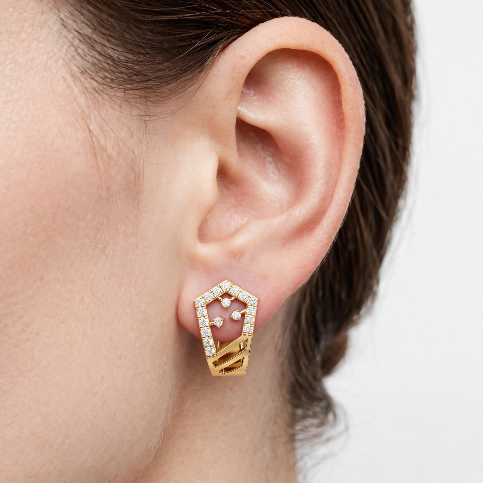 0.50CT Lab Grown Diamond Geometric Earrings in 14K Gold