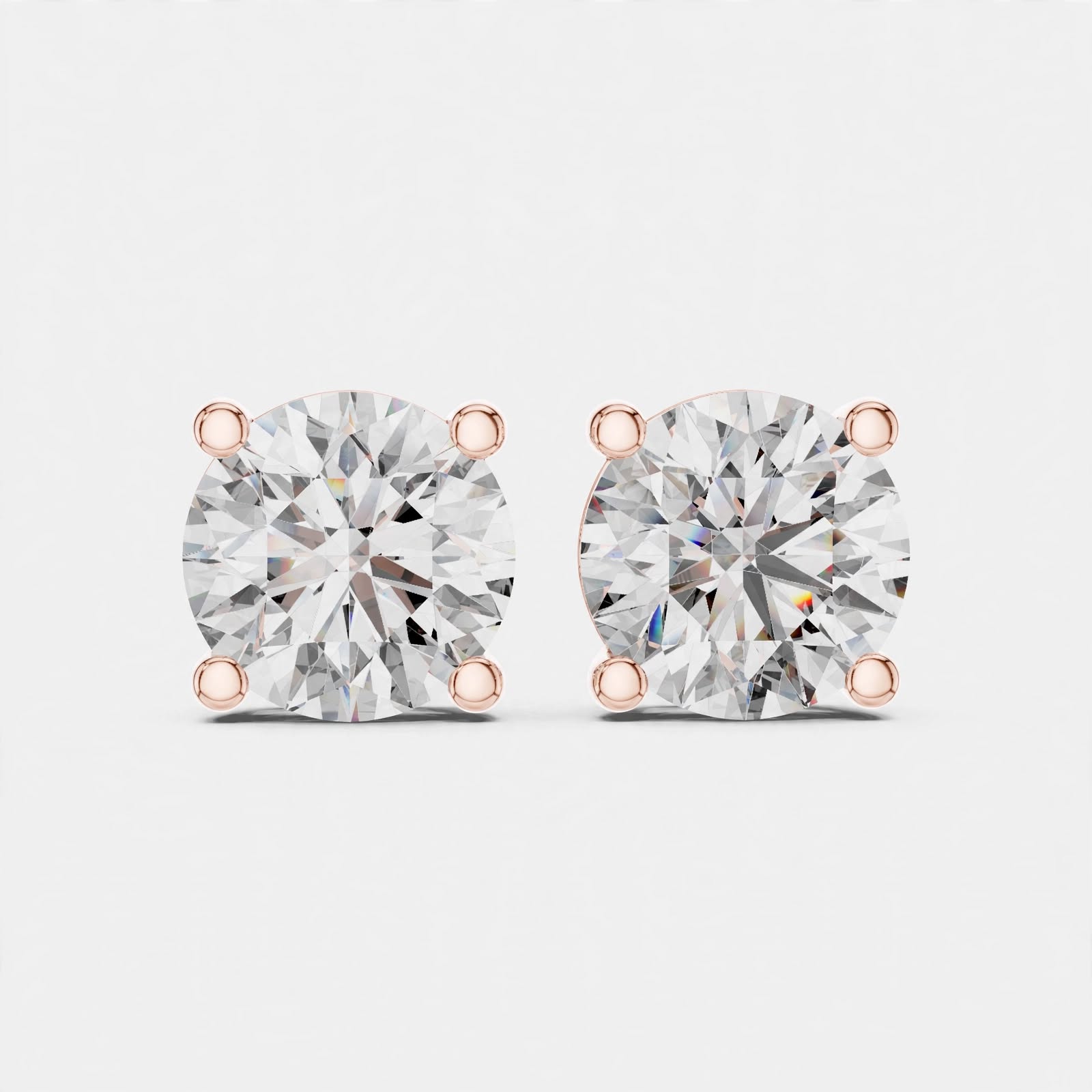 4.00CT Round Cut Lab Grown Diamond Stud Earrings In 18K Gold