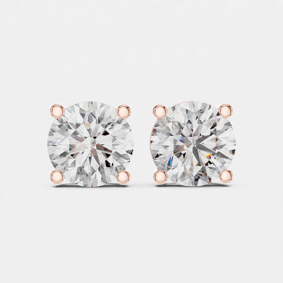 4.00CT Round Cut Lab Grown Diamond Stud Earrings In 18K Gold
