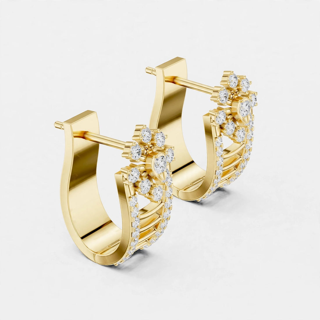 0.61CT E VVS1 Lab Grown Diamond Floral Earrings in 18K Gold