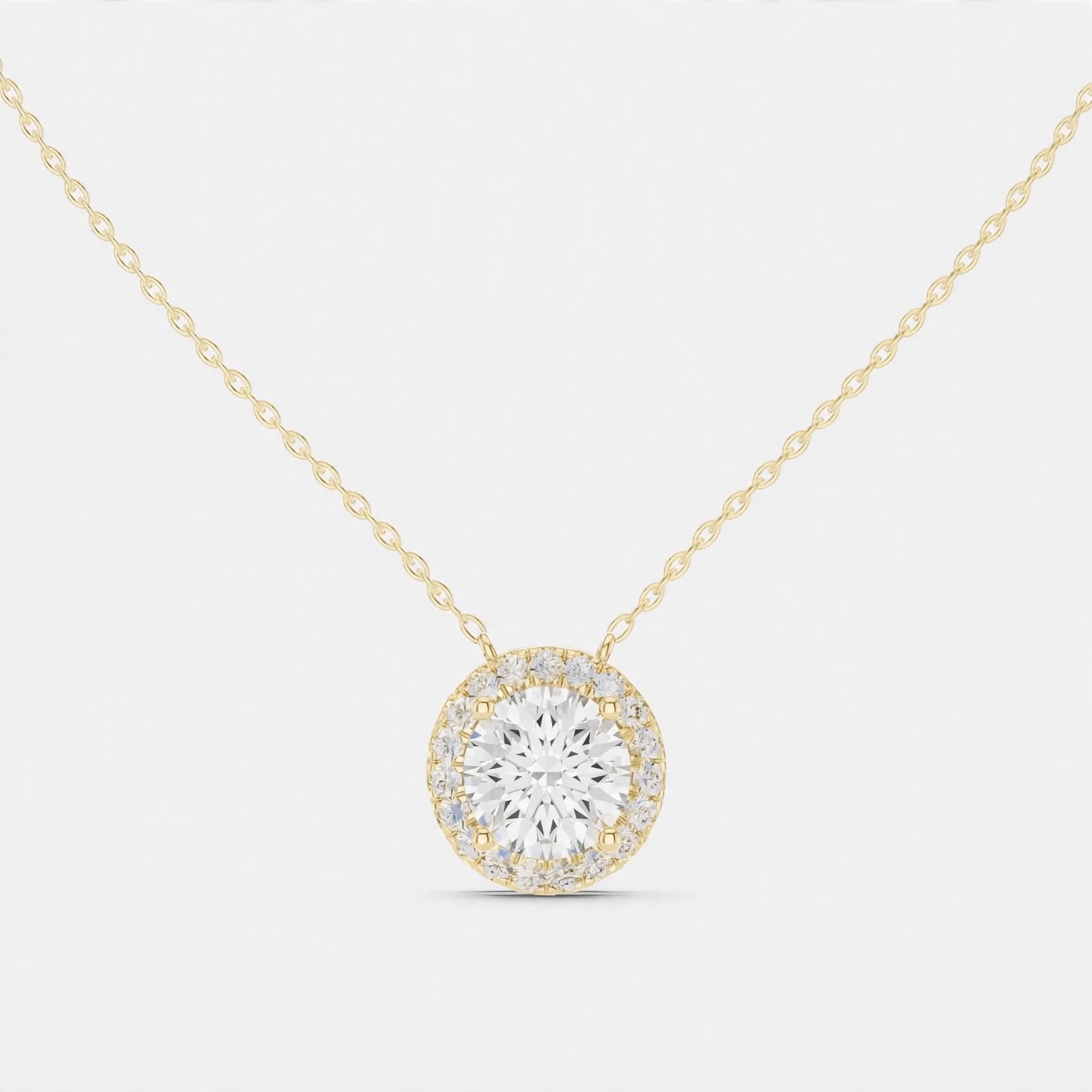 2.39CT Lab Diamond Round Halo Pendant in 18K Gold | Classic Pendant