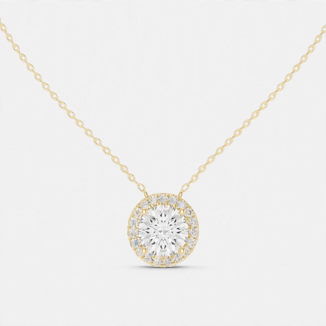 2.39CT Lab Diamond Round Halo Pendant in 18K Gold | Classic Pendant