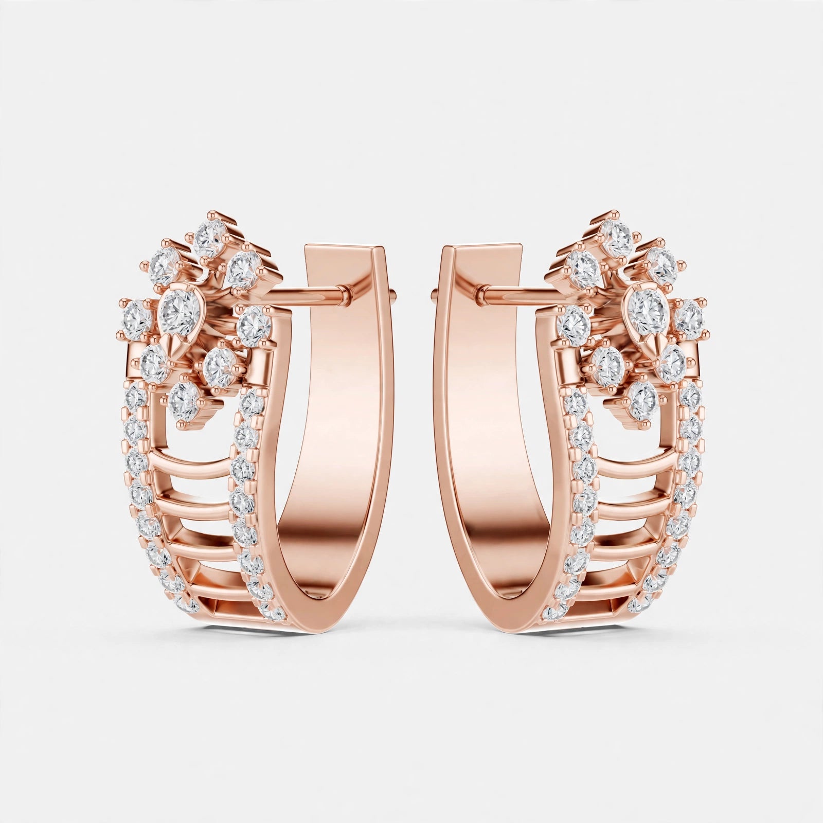 0.61CT E VVS1 Lab Grown Diamond Floral Earrings in 18K Gold