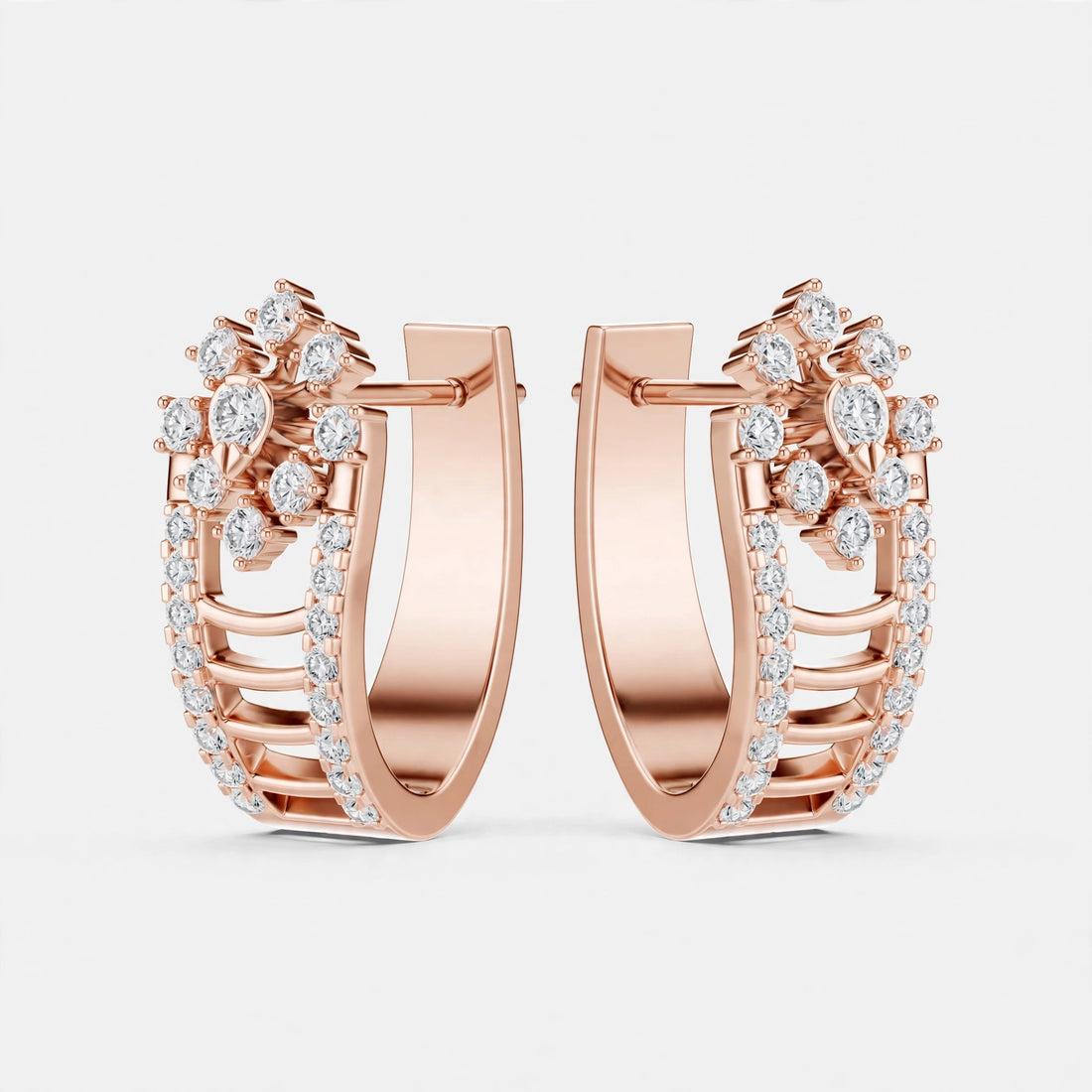 0.61CT E VVS1 Lab Grown Diamond Floral Earrings in 18K Gold