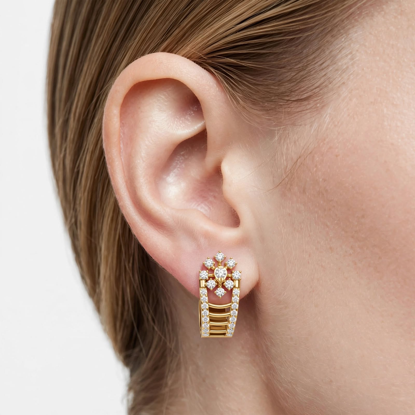 0.61CT E VVS1 Lab Grown Diamond Floral Earrings in 18K Gold