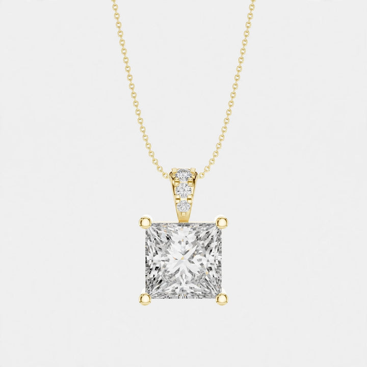 1.79CT Lab  Diamond Square Pendant in 14K Gold | Princess-Cut