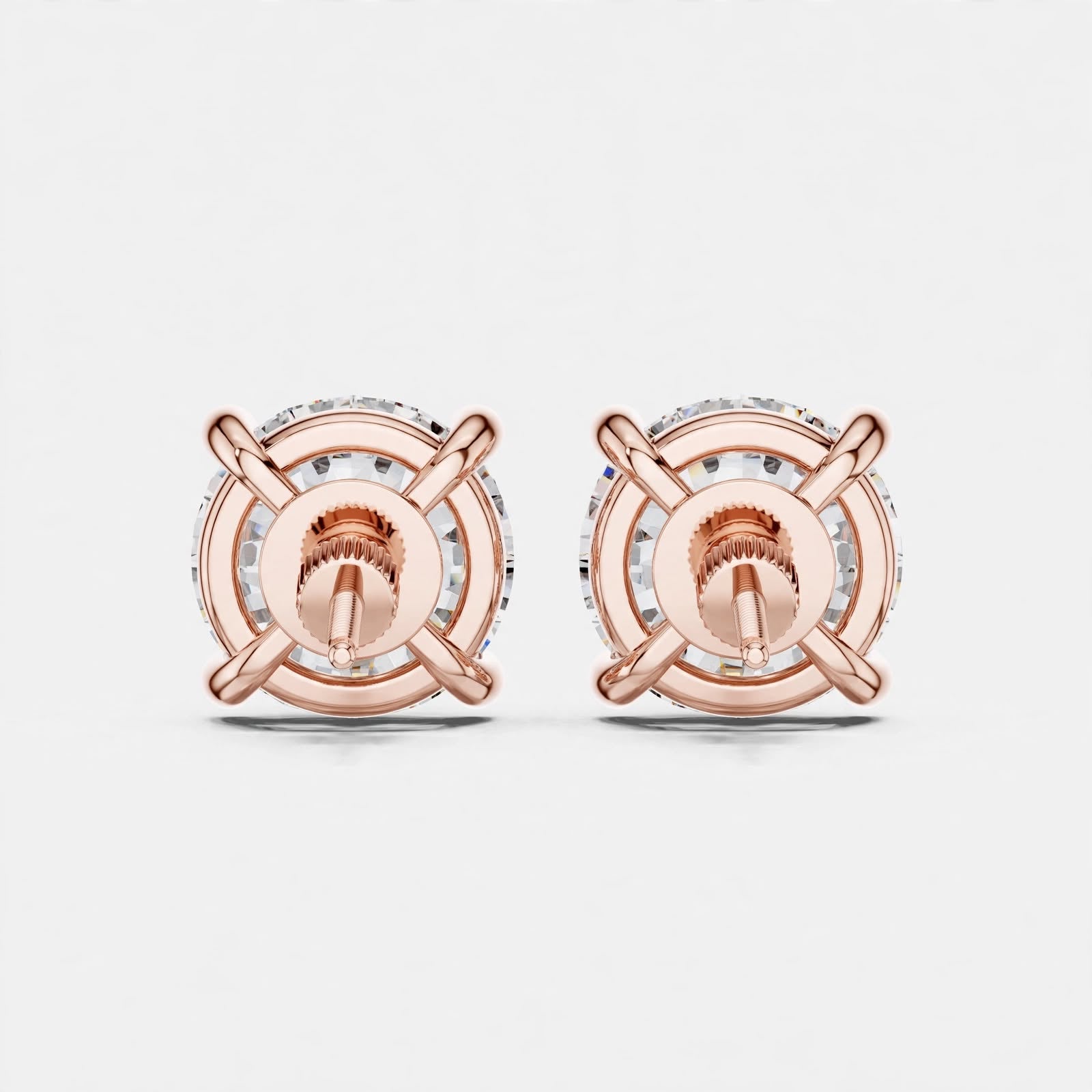 4.00CT Round Cut Lab Grown Diamond Stud Earrings In 18K Gold