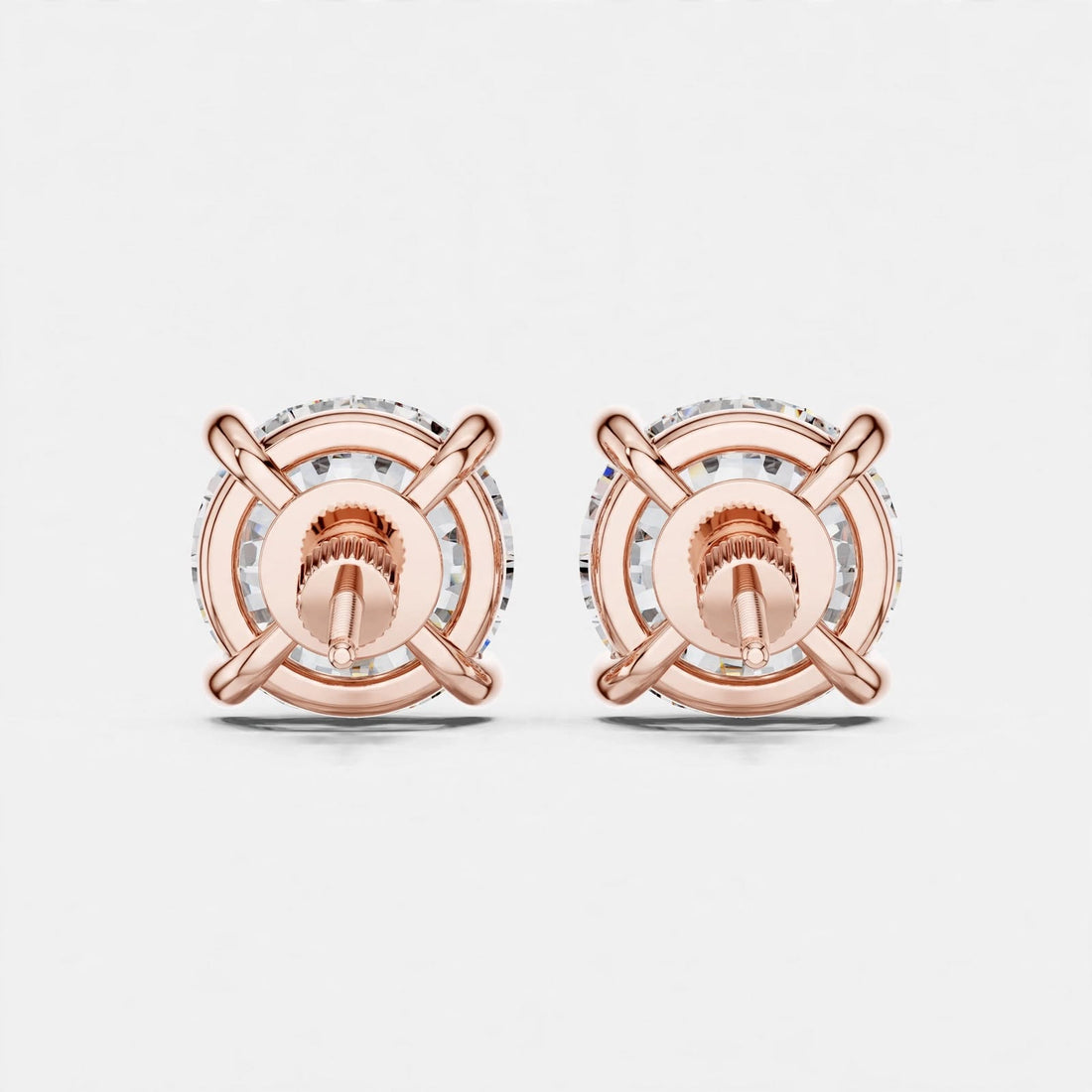 4.00CT Round Cut Lab Grown Diamond Stud Earrings In 18K Gold