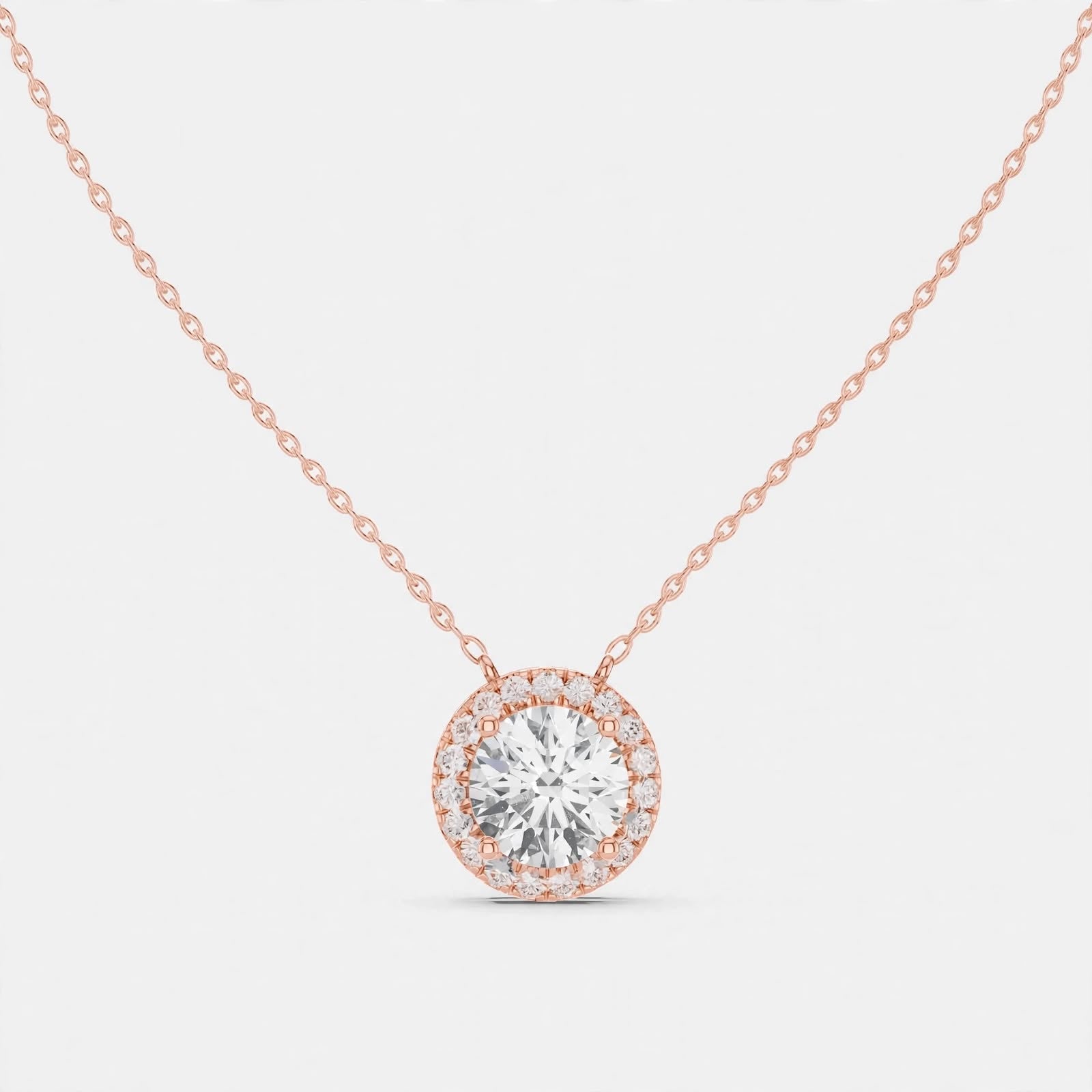 2.39CT Lab Diamond Round Halo Pendant in 18K Gold | Classic Pendant