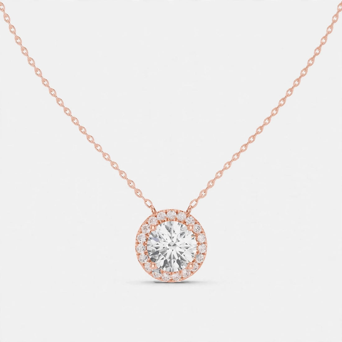 2.39CT Lab Diamond Round Halo Pendant in 18K Gold | Classic Pendant