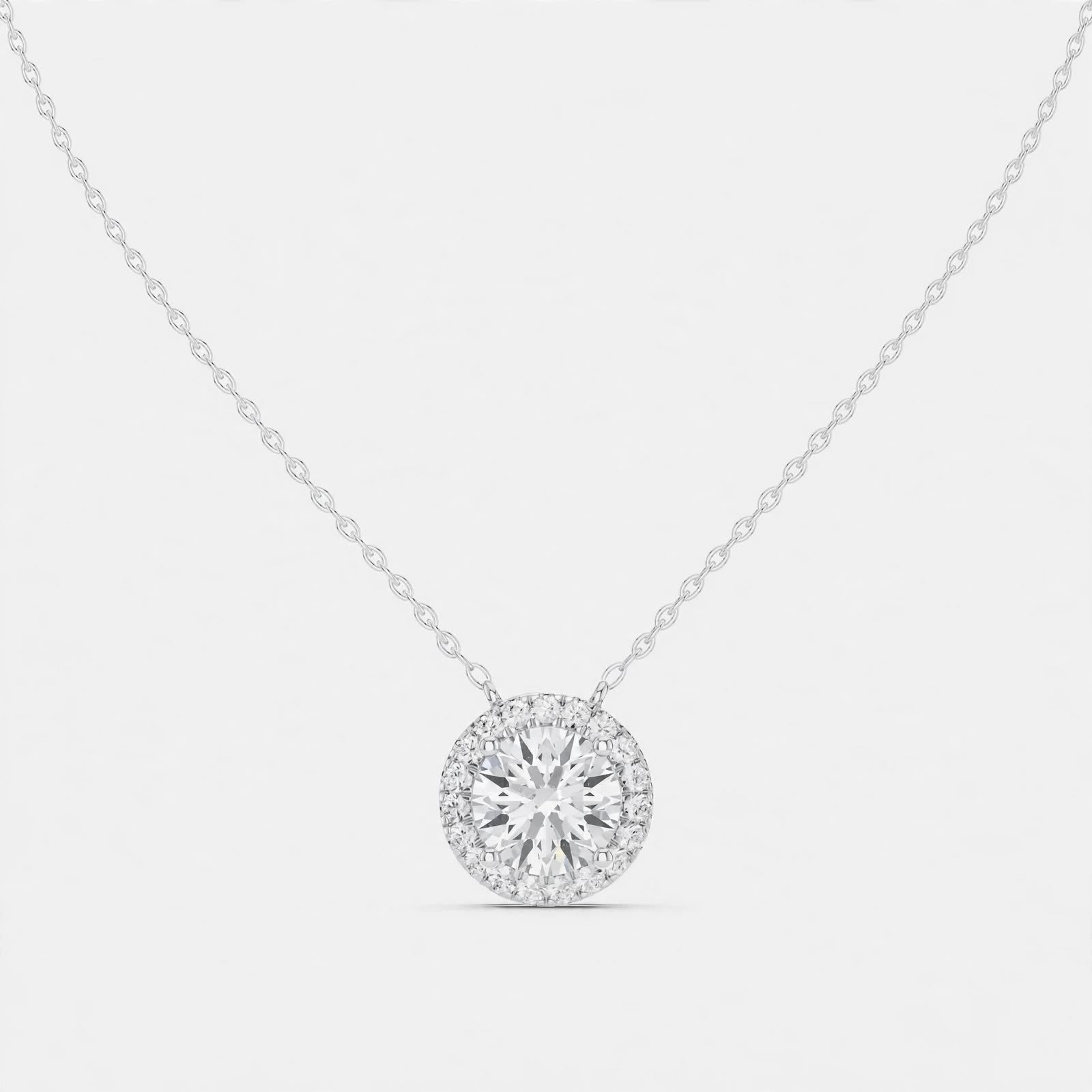 2.39CT Lab Diamond Round Halo Pendant in 18K Gold | Classic Pendant