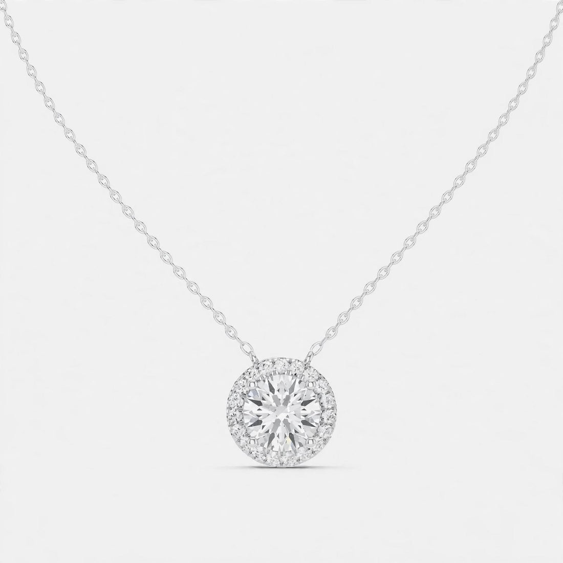 2.39CT Lab Diamond Round Halo Pendant in 18K Gold | Classic Pendant