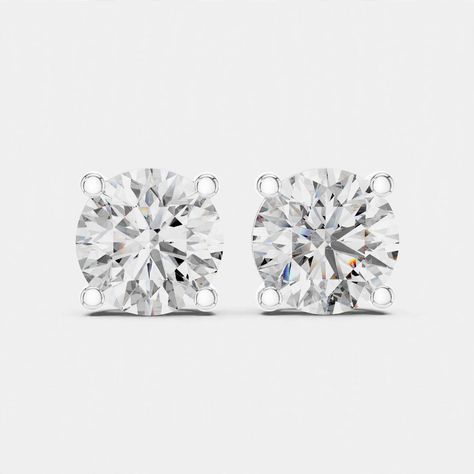4.00CT Round Cut Lab Grown Diamond Stud Earrings In 18K Gold