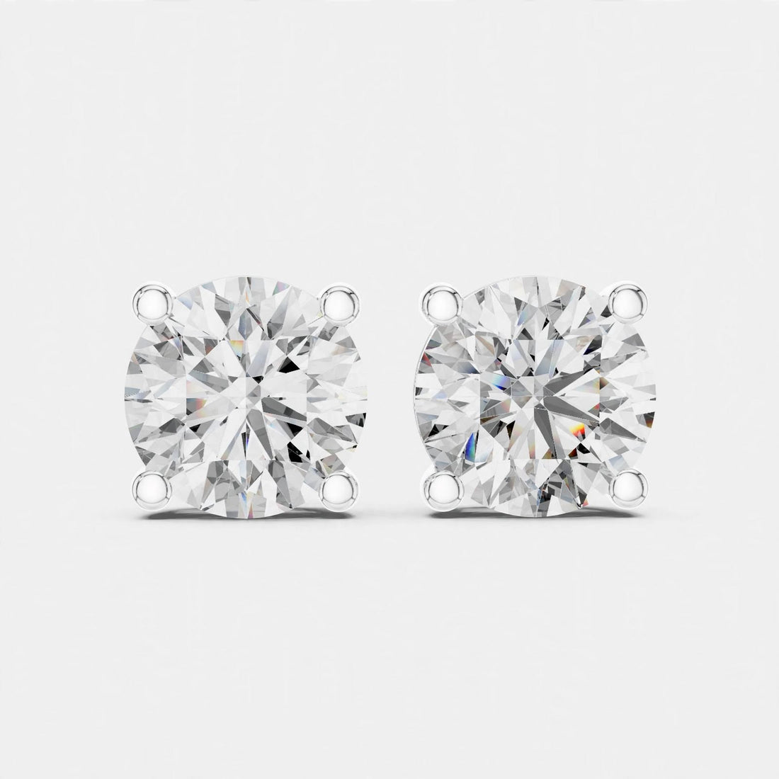 4.00CT Round Cut Lab Grown Diamond Stud Earrings In 18K Gold
