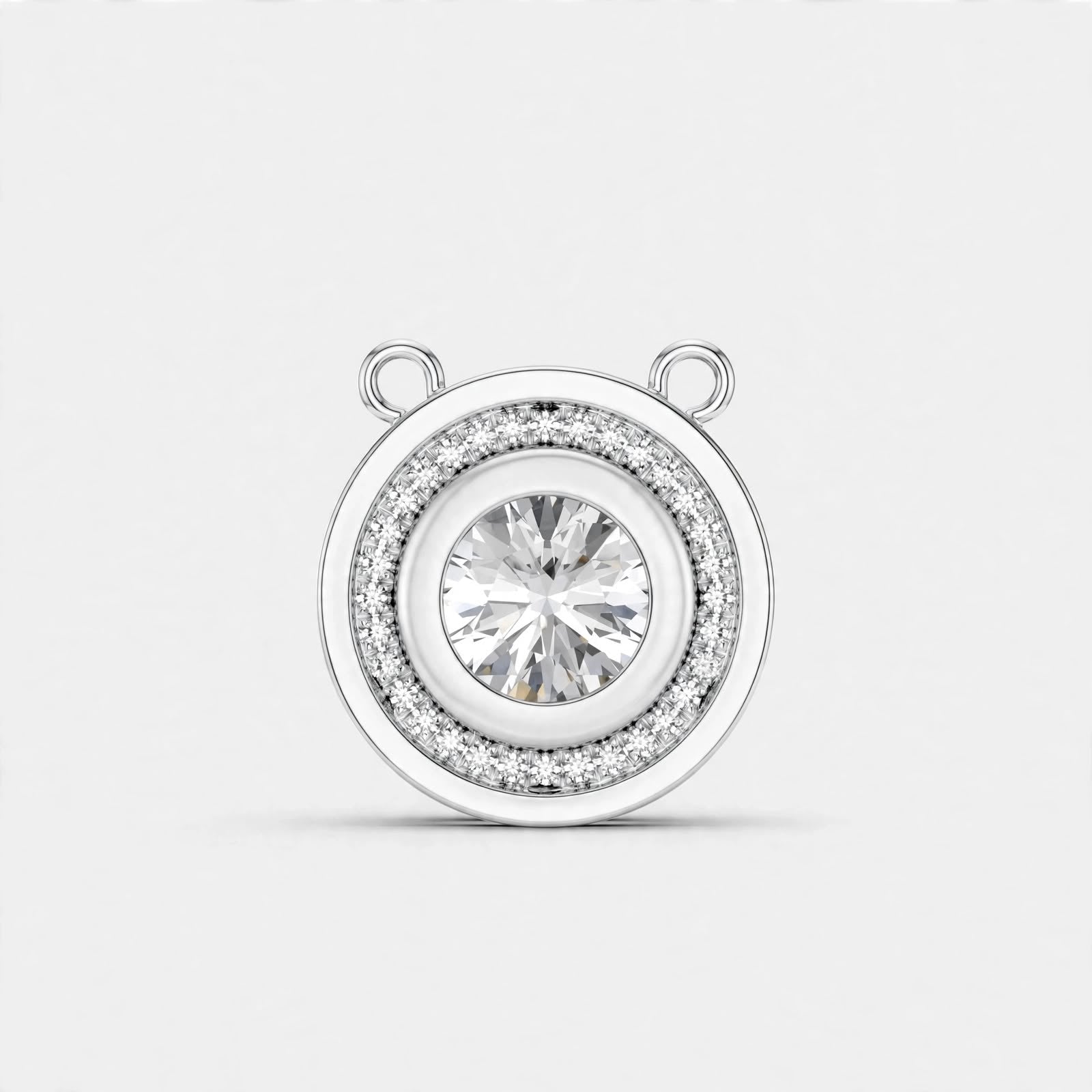 2.39CT Lab Diamond Round Halo Pendant in 18K Gold | Classic Pendant