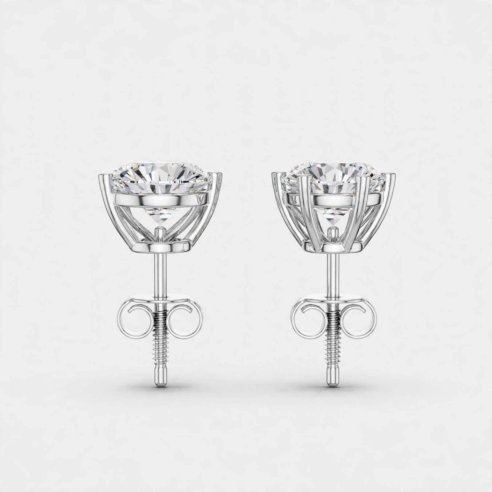 4.00CT Round Cut Lab Grown Diamond Stud Earrings In 18K Gold