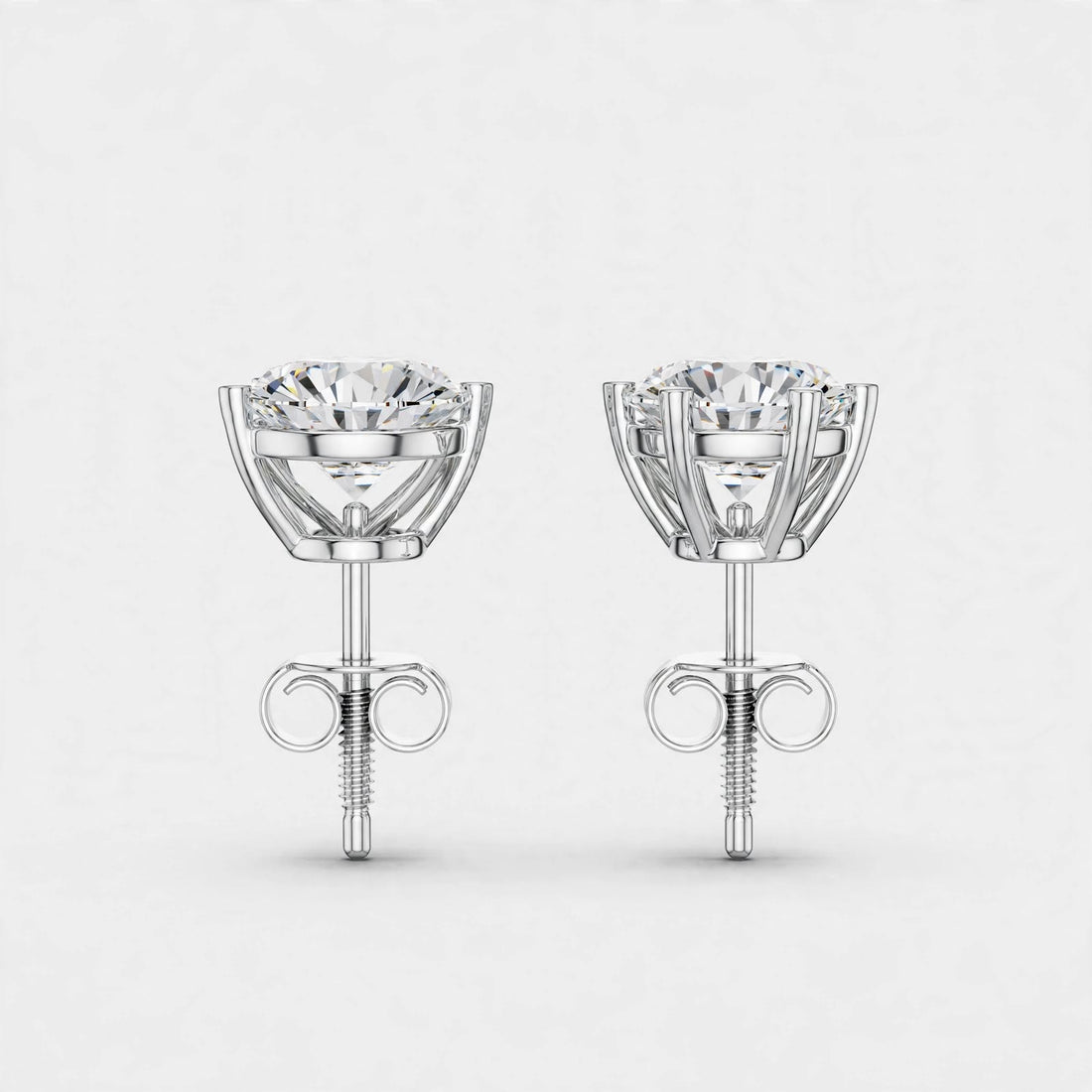 4.00CT Round Cut Lab Grown Diamond Stud Earrings In 18K Gold
