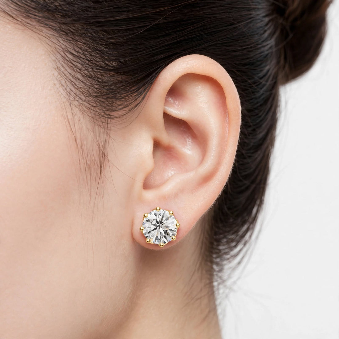 4.00CT Round Cut Lab Grown Diamond Stud Earrigs In 14K Gold