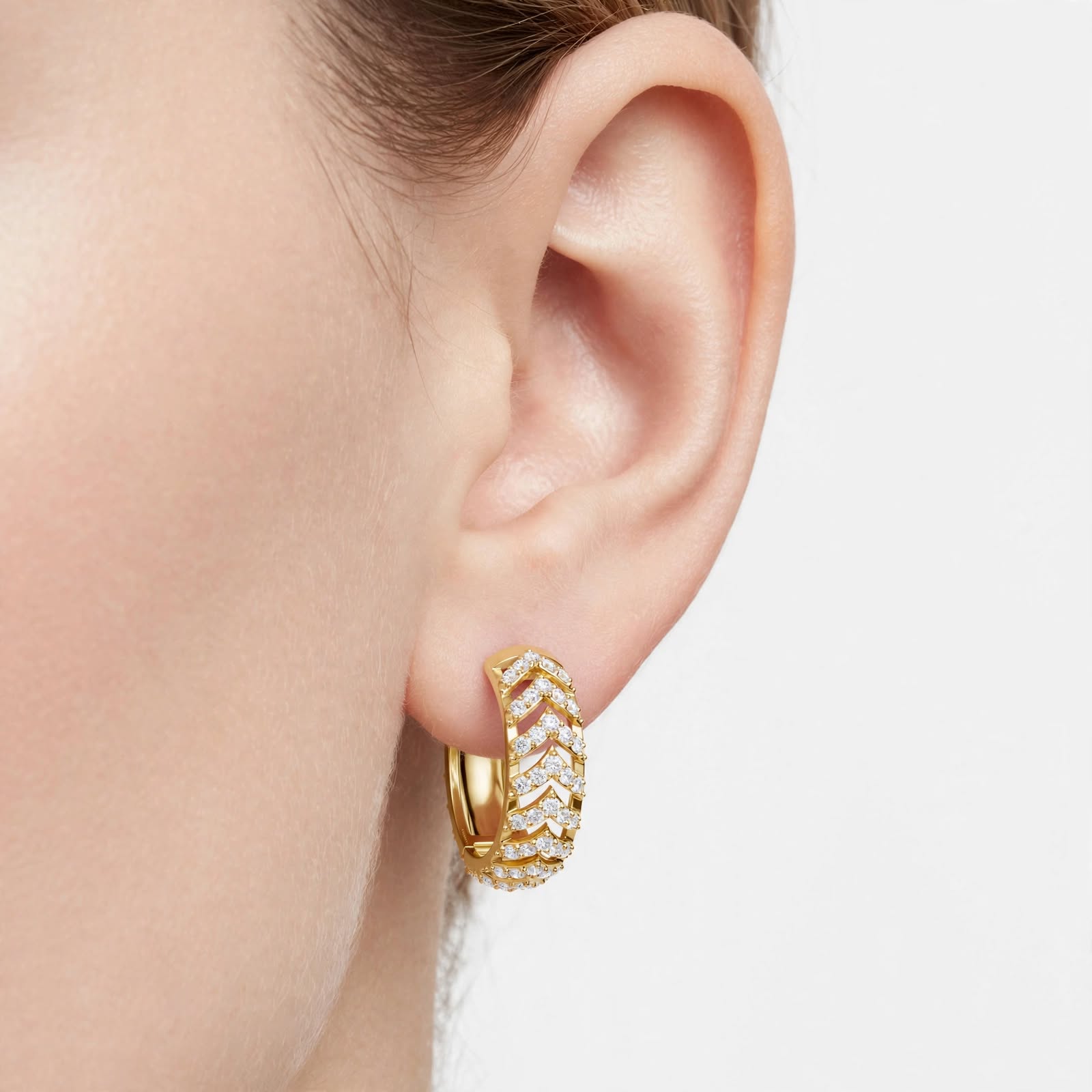 0.47CT E Color VS1 Clarity Lab Grown Diamond Hoop Earrings in 14K Gold