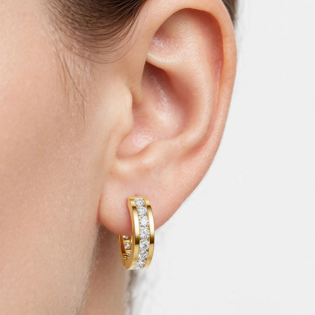 0.54CT  F Color VVS1 Clarity Lab Grown Diamond Hoop Earrings in 18K Gold