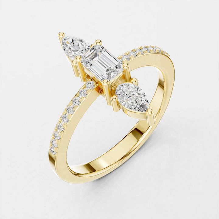 0.70CT E Color VVS2 Clarity Mix Shape Lab Grown Diamond Ring
