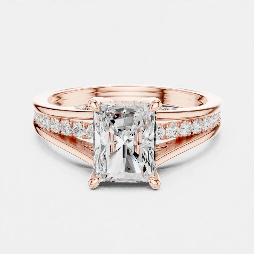 1.79CT Radiant Cut Lab Diamond Engagement Ring in 14K Gold