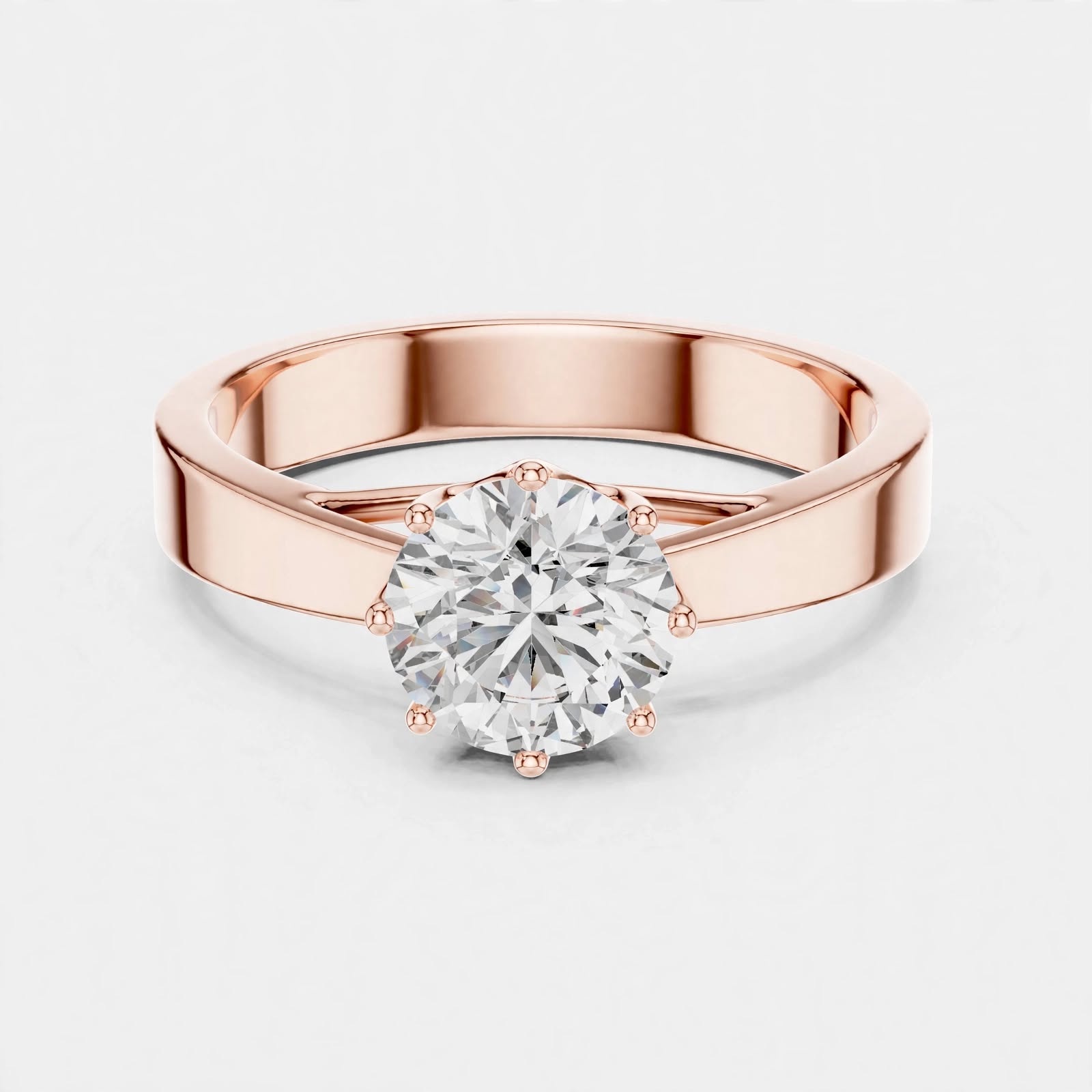 1.00CT F VS1 Lab Grown Diamond Solitaire Ring In 18K Gold