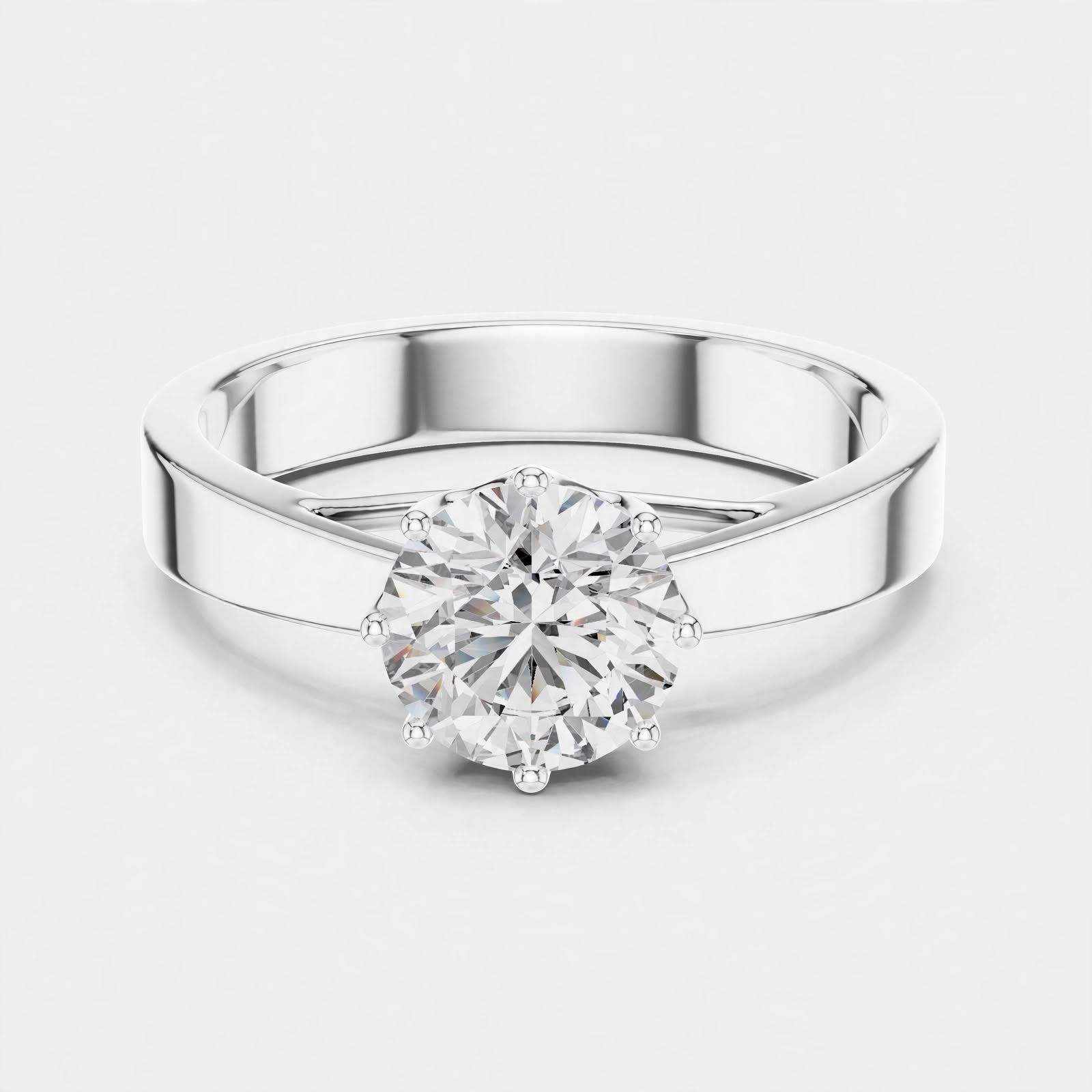 1.00CT F VS1 Lab Grown Diamond Solitaire Ring In 18K Gold