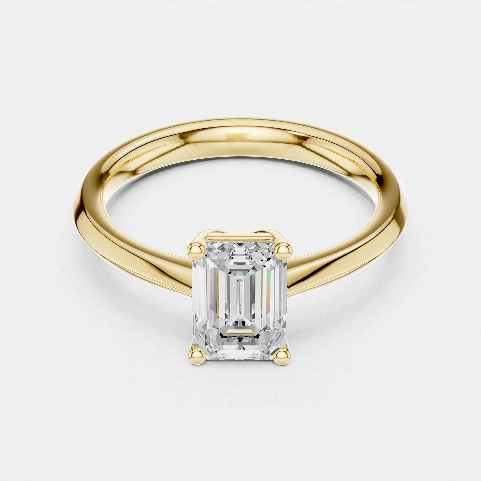 1.02CT Emerald Cut Lab Grown Diamond Solitaire Ring In 14K Gold