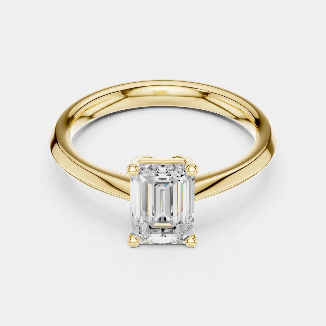 1.02CT Emerald Cut Lab Grown Diamond Solitaire Ring In 14K Gold