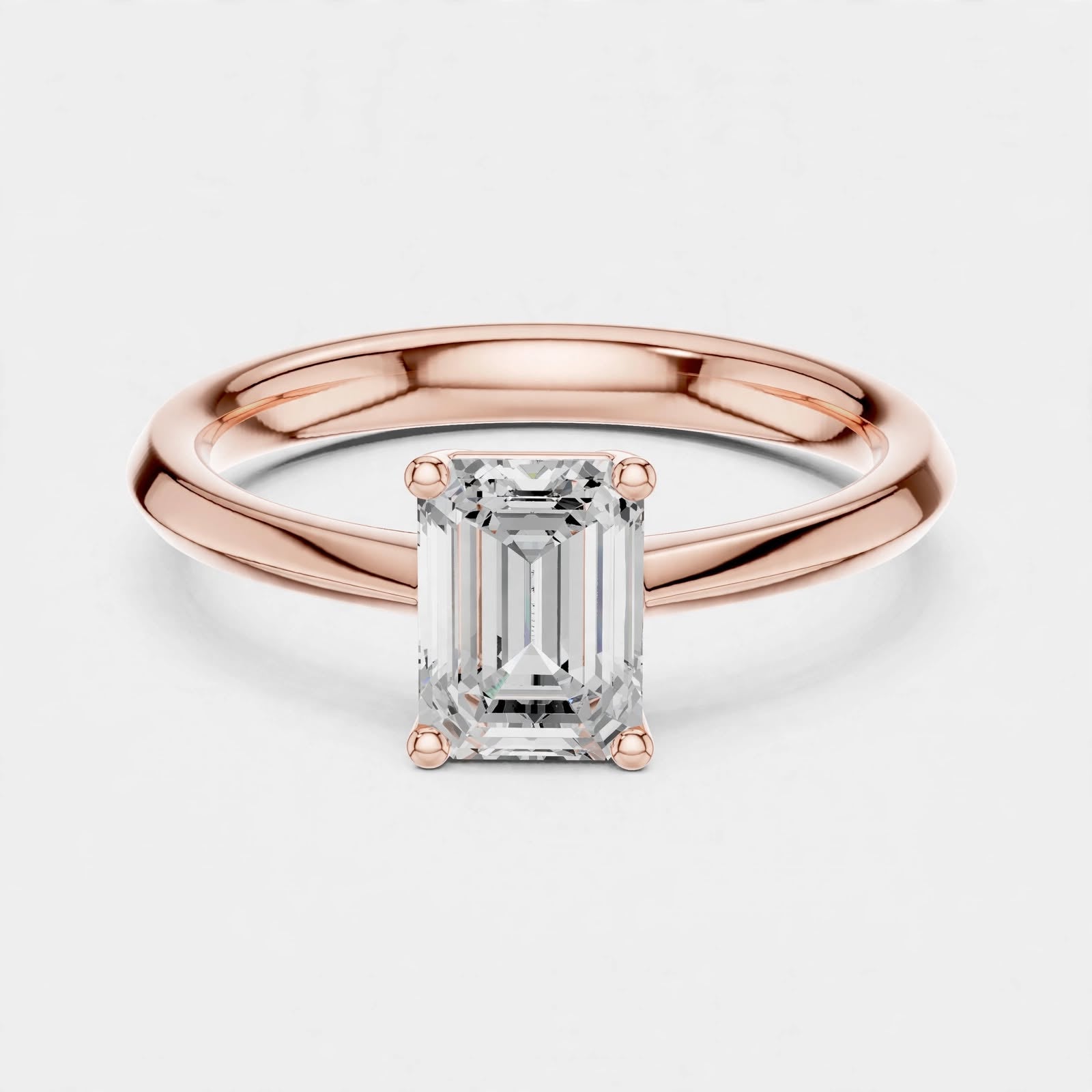 1.02CT Emerald Cut Lab Grown Diamond Solitaire Ring In 14K Gold