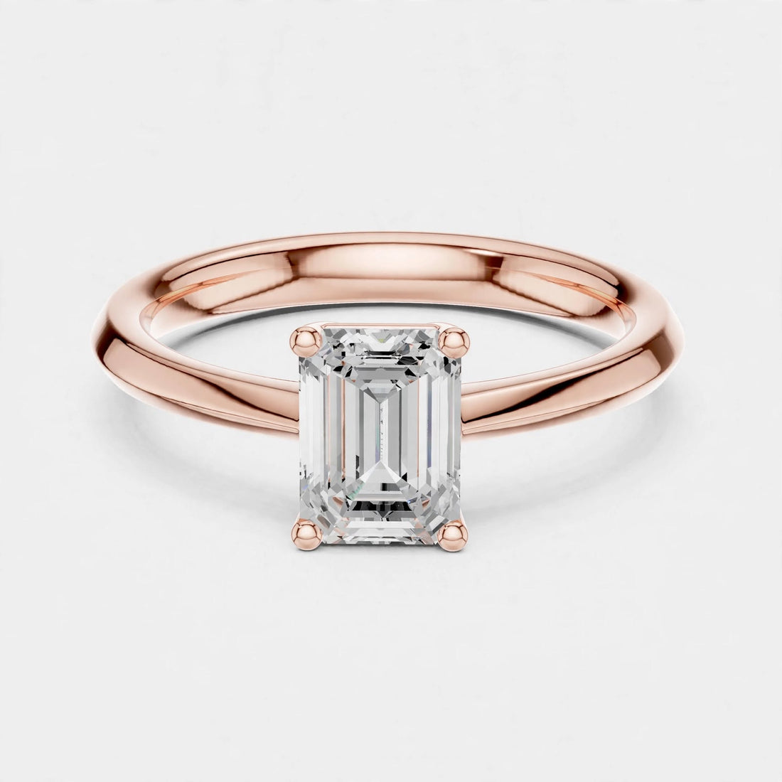1.02CT Emerald Cut Lab Grown Diamond Solitaire Ring In 14K Gold