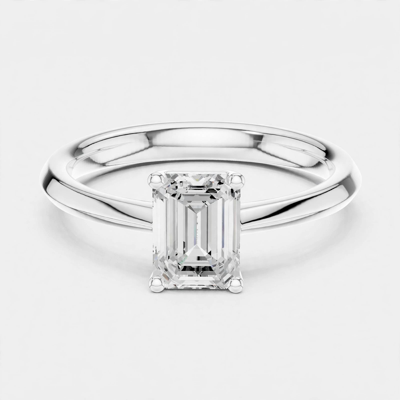1.02CT Emerald Cut Lab Grown Diamond Solitaire Ring In 14K Gold