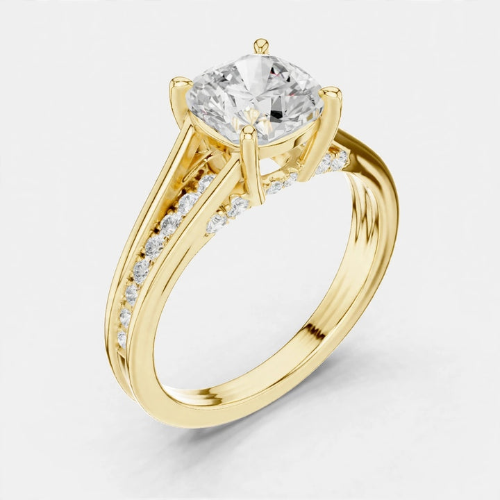 2.29CT Cushion Cut Lab Grown Diamond Ring in 14K Gold