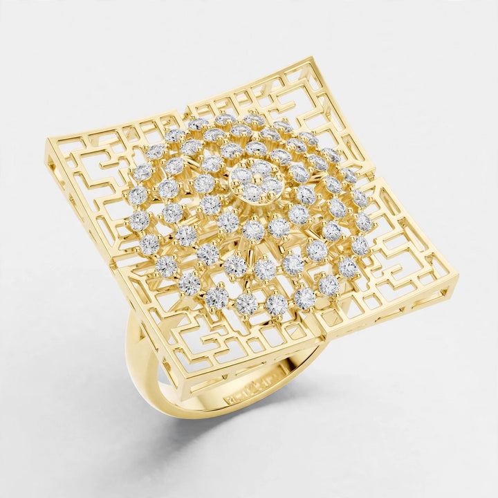 0.81ct Lab Grown Diamond Ring In 14K Gold | Floral Design