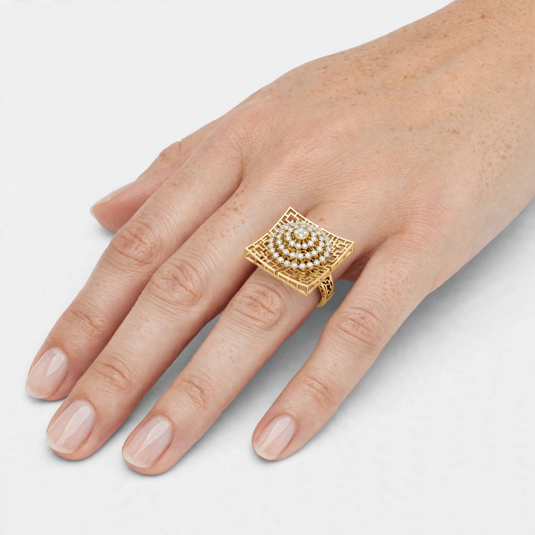 0.81ct Lab Grown Diamond Ring In 14K Gold | Floral Design