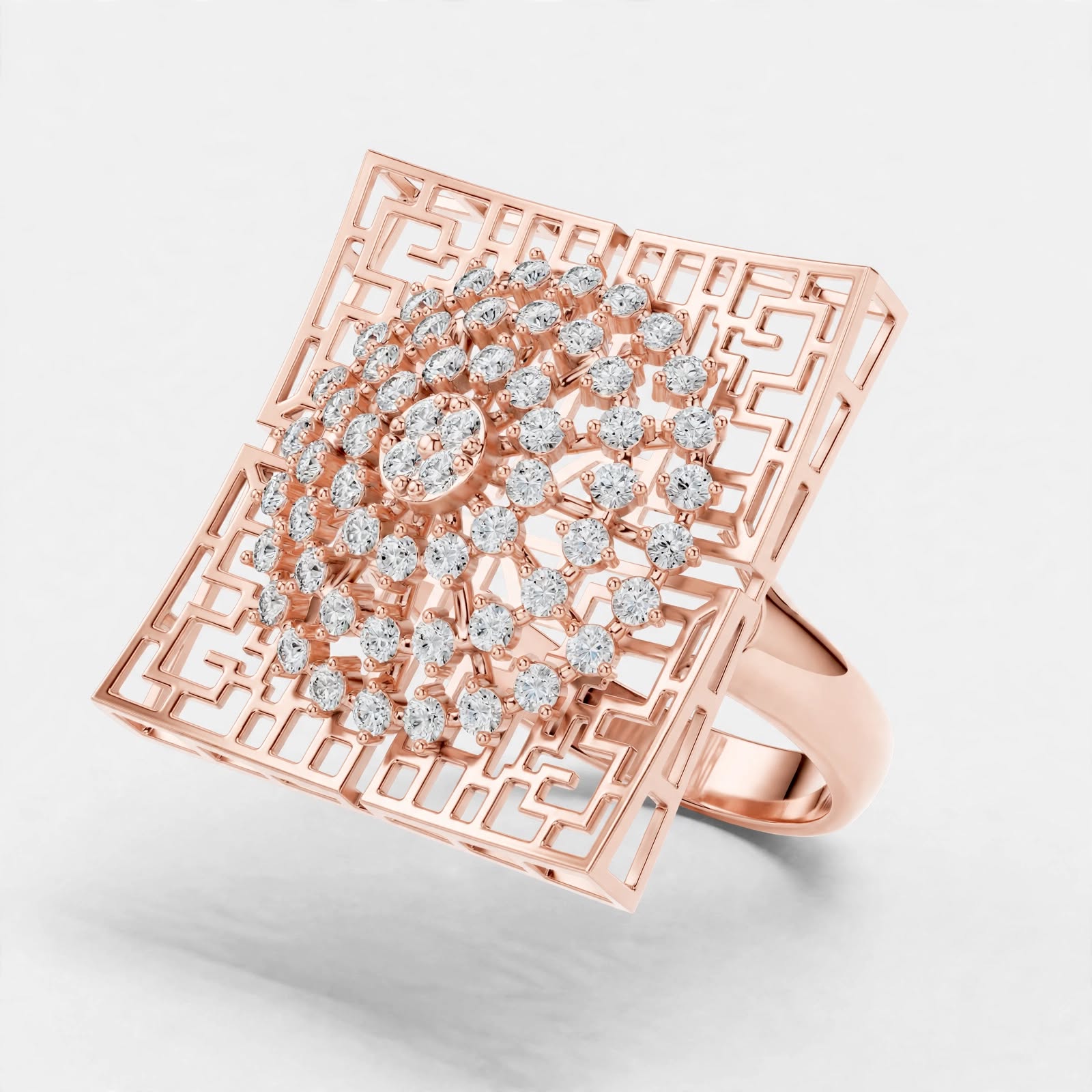 0.81ct Lab Grown Diamond Ring In 14K Gold | Floral Design