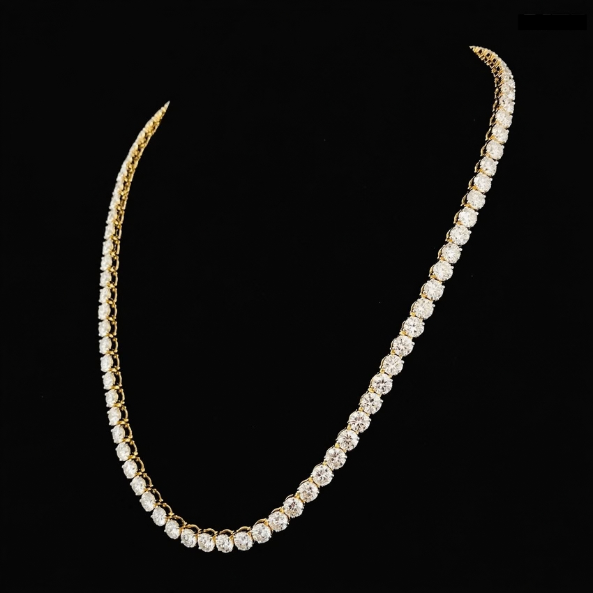 Mirano Jewels Exclusive TCW 67.20CT Lab Grown Diamond Tennis Necklace in 9K Gold