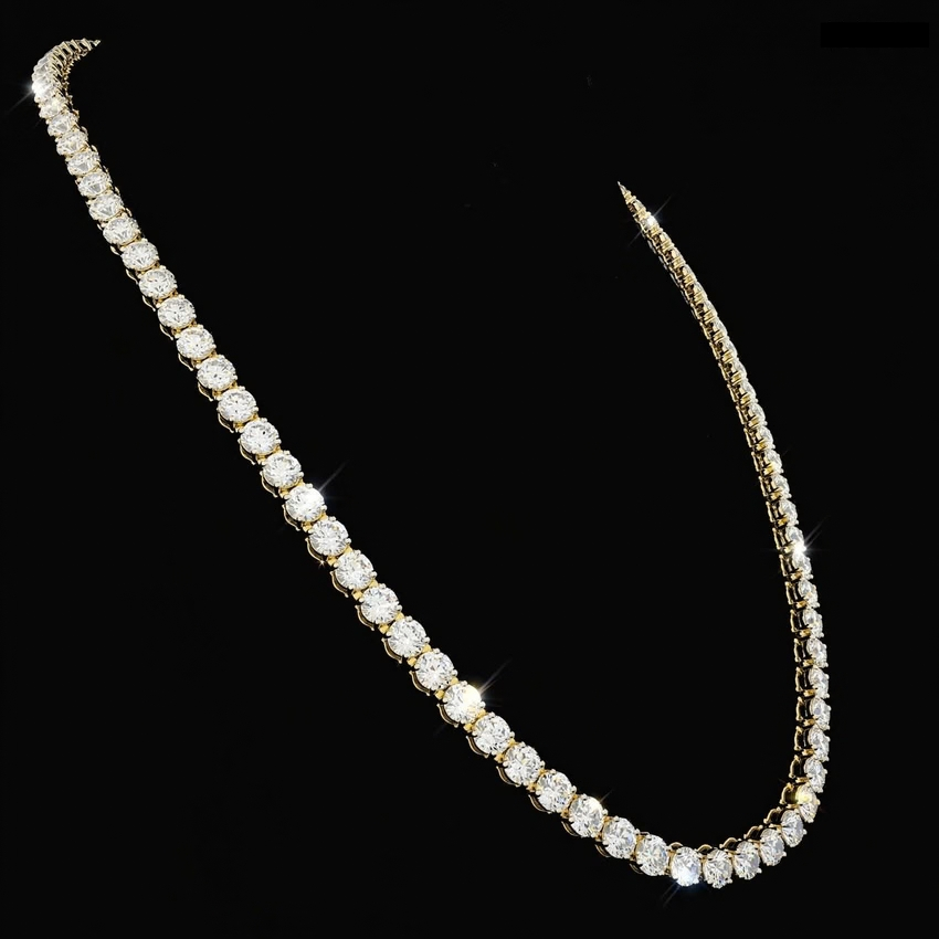 Mirano Jewels Exclusive TCW 67.20CT Lab Grown Diamond Tennis Necklace in 9K Gold