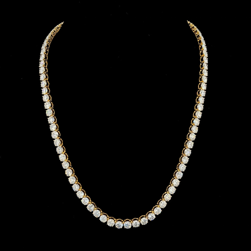 Mirano Jewels Exclusive TCW 67.20CT Lab Grown Diamond Tennis Necklace in 9K Gold