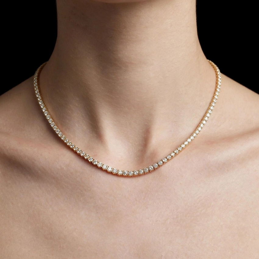 Mirano Jewels 9K Gold Studded 14.00CT Premium Diamond Tennis Necklace
