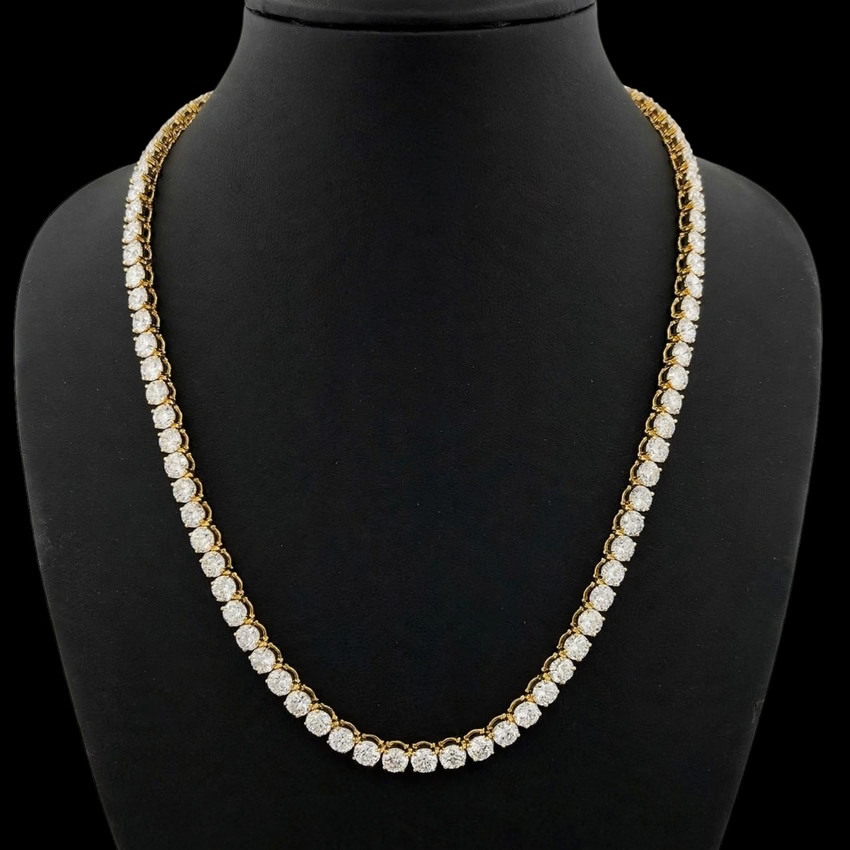 Mirano Jewels Exclusive TCW 67.20CT Lab Grown Diamond Tennis Necklace in 9K Gold