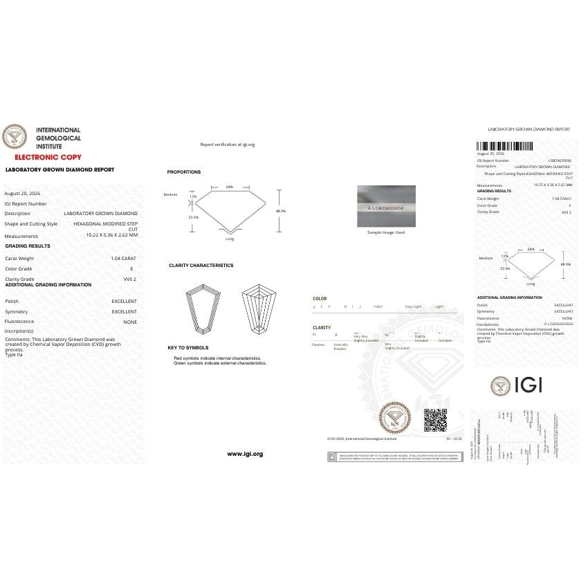 Mirano Jewels 1.52 Carat IGI Certified Shield Lab Created Diamond E Color VVS2 Clarity