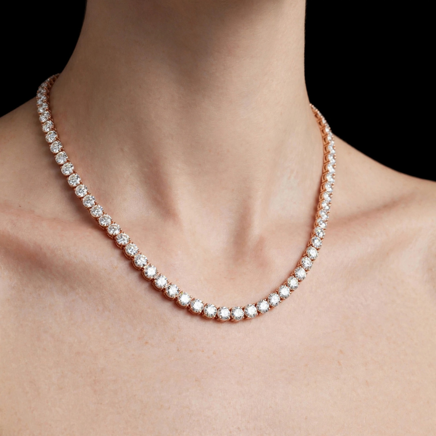 Mirano JewelsTCW 67.20CT 9K Gold Lab Grown Diamond Tennis Necklace