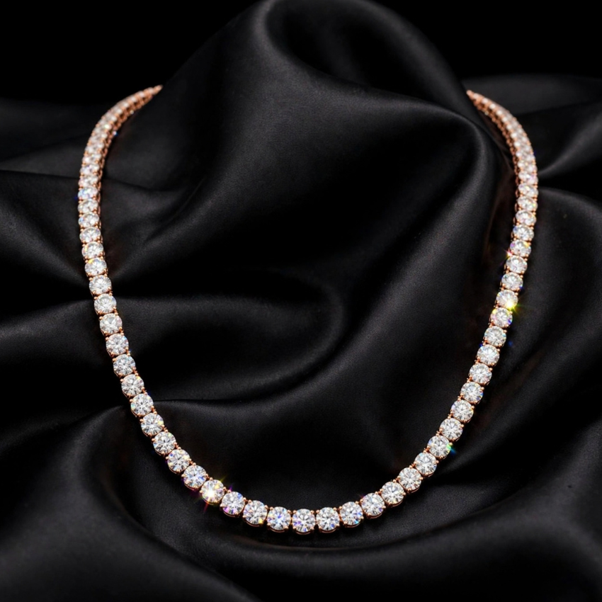Mirano JewelsTCW 67.20CT 9K Gold Lab Grown Diamond Tennis Necklace