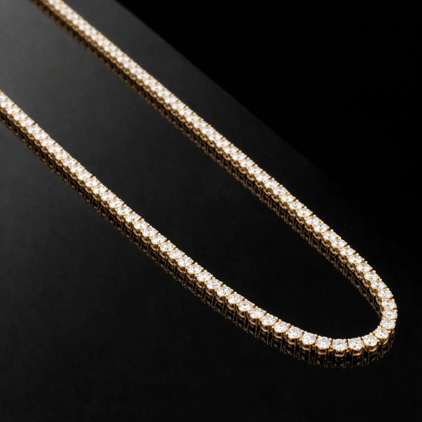 Mirano Jewels 9K Gold Studded 14.00CT Premium Diamond Tennis Necklace