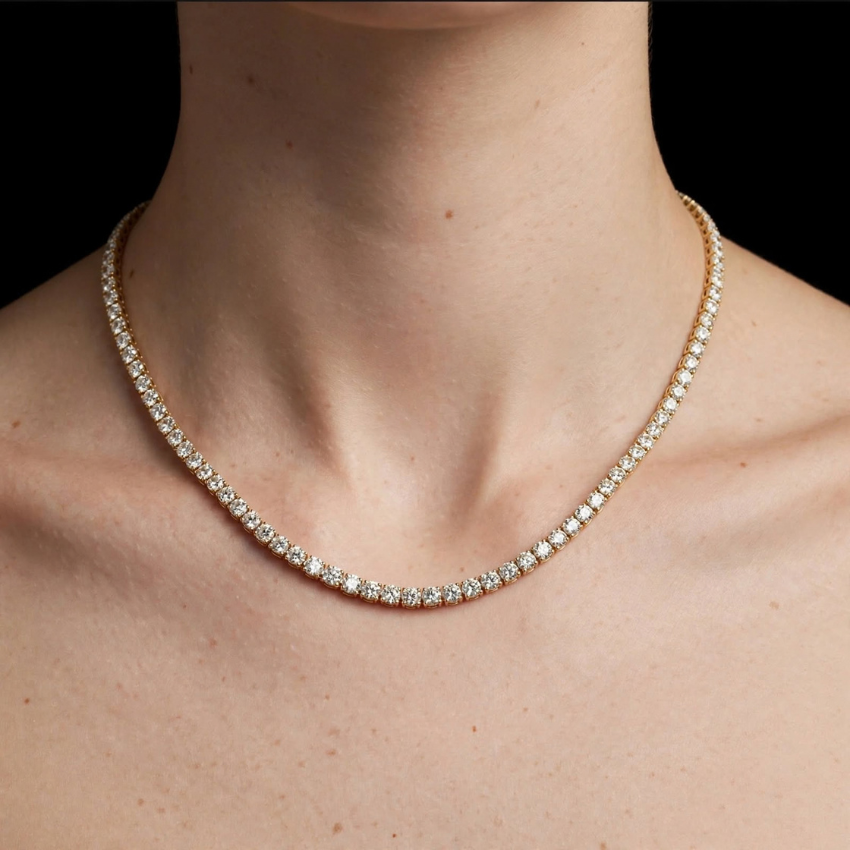 Mirano Jewels 9K Gold Studded 32.40CT Lab Grown Diamond Tennis Necklace