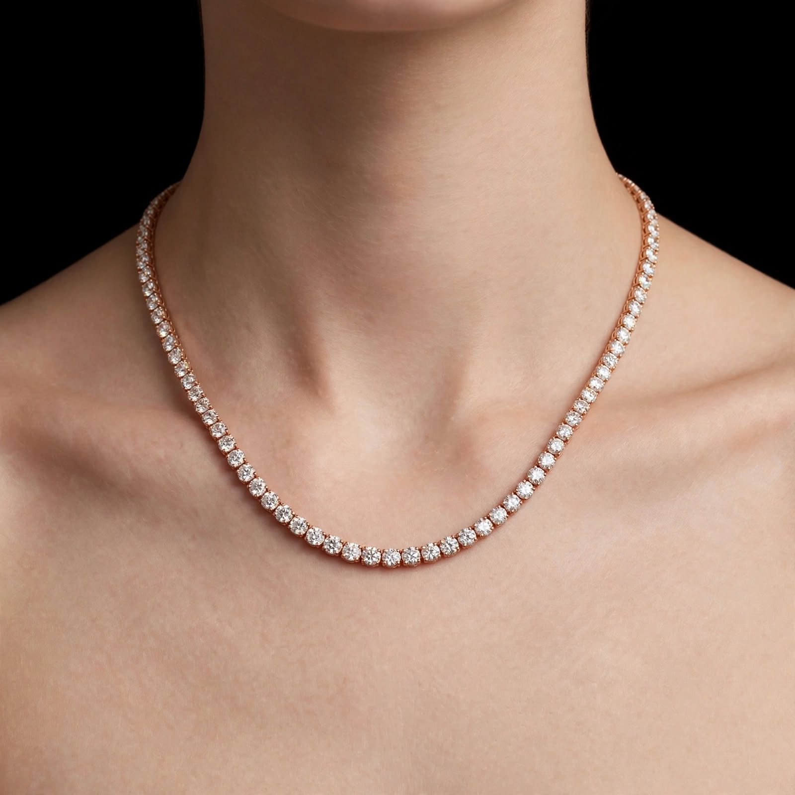 Mirano Jewels 9K Gold Studded 58.80CT Premium Diamond Tennis Necklace