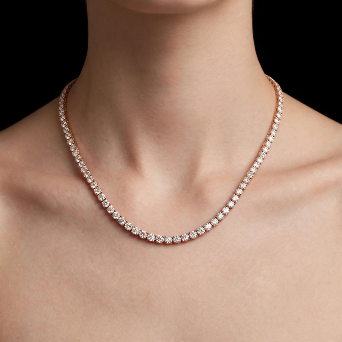 Mirano Jewels 9K Gold Studded 58.80CT Premium Diamond Tennis Necklace