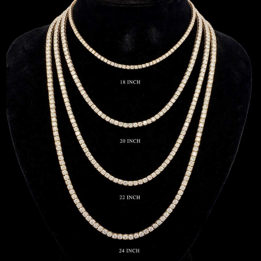 Mirano Jewels Exclusive TCW 51.00CT Lab Diamond Tennis Necklace in 9K Gold